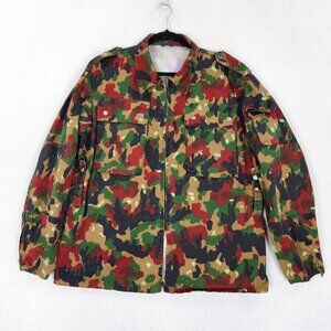 Alpenflage Jacket Mens XL Green Camo Cotton Blend Field Swiss Military Zip Up